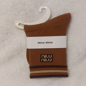 Miu Miu Ankle Socks Brown & BeigeWomen size 7-9